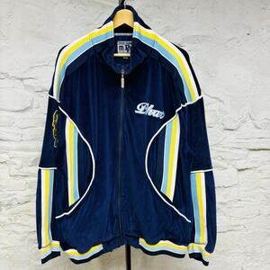 Vintage 90s Phat Farm Blue Velour Classic Hip Hop Track Jacket Men’s XL